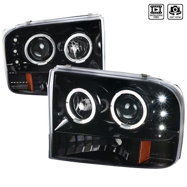 Spec-D Tuning 99-04 Ford F250 Projector Headlights 2LHP-F25099BK-TM - main